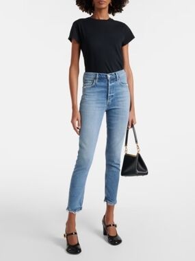 Agolde Nico High Rise Slim Fit Button Fly Light Wash Jeans Womens 24